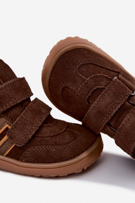Chaussures pour enfants en daim synthétique Barefoot FRODDO G3110285-3 marron