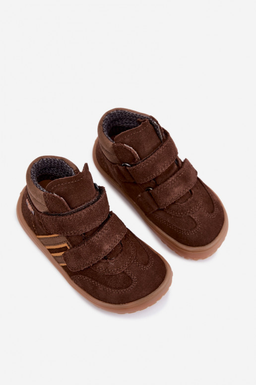 Chaussures pour enfants en daim synthétique Barefoot FRODDO G3110285-3 marron