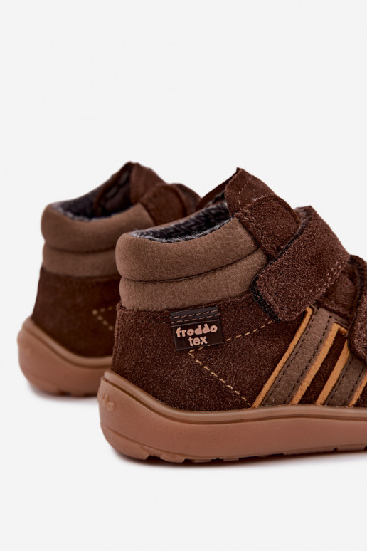 Chaussures pour enfants en daim synthétique Barefoot FRODDO G3110285-3 marron