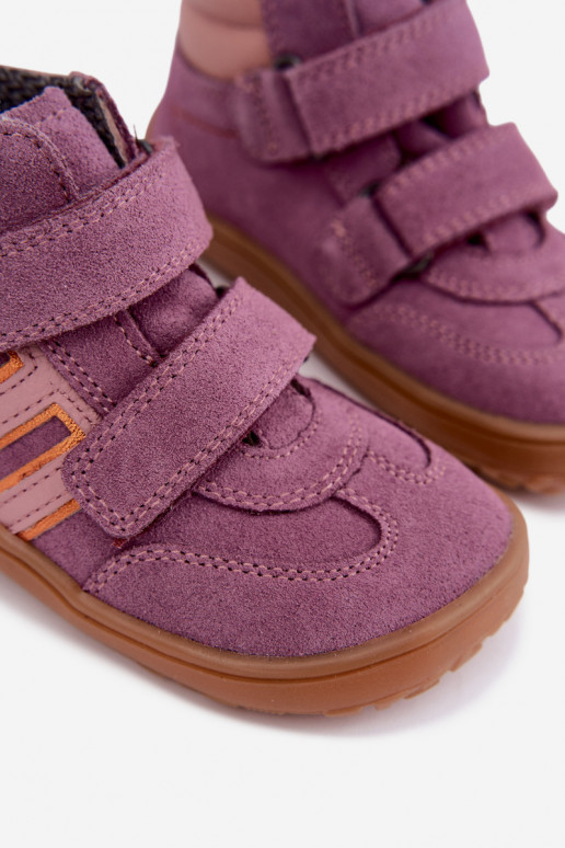 Chaussures pour enfants en daim synthétique Barefoot FRODDO G3110285-12 violet