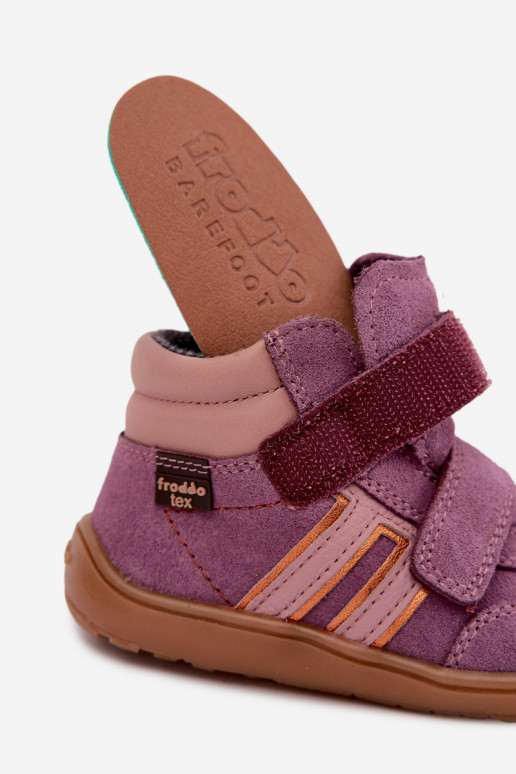 Chaussures pour enfants en daim synthétique Barefoot FRODDO G3110285-12 violet