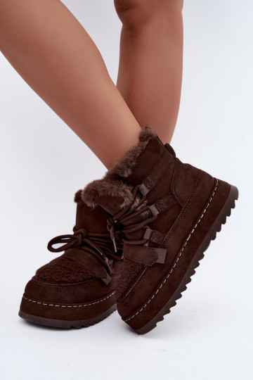 Bottes d'hiver à lacets avec plateforme chocolat Coraliah