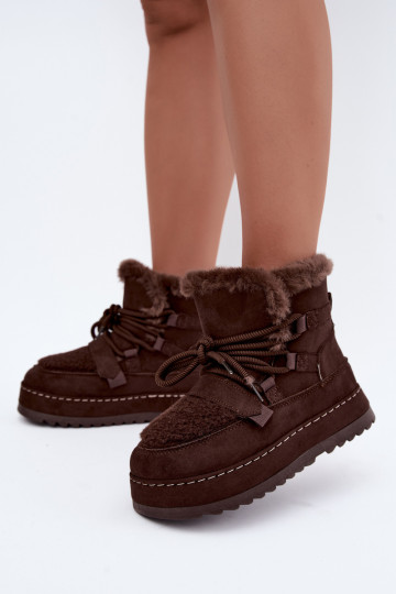 Bottes d'hiver à lacets avec plateforme chocolat Coraliah 2