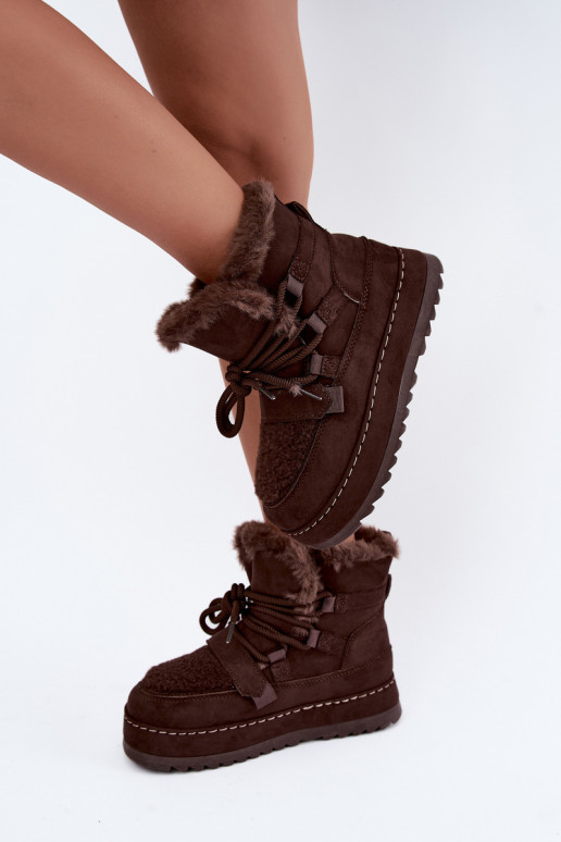 Bottes d'hiver à lacets avec plateforme chocolat Coraliah
