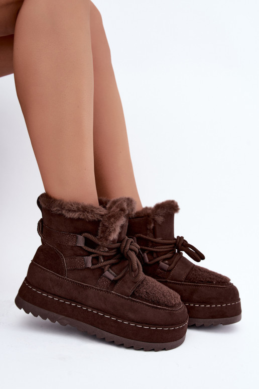 Bottes d'hiver à lacets avec plateforme chocolat Coraliah