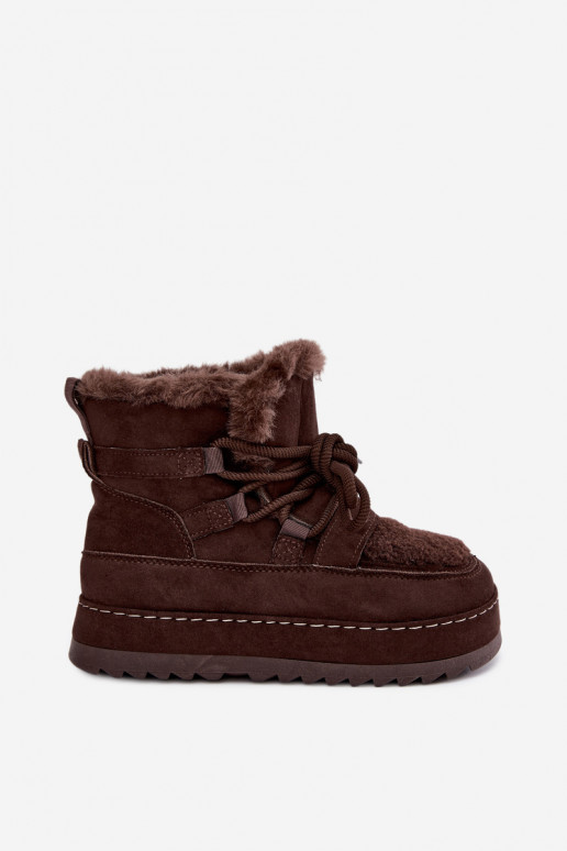 Bottes d'hiver à lacets avec plateforme chocolat Coraliah