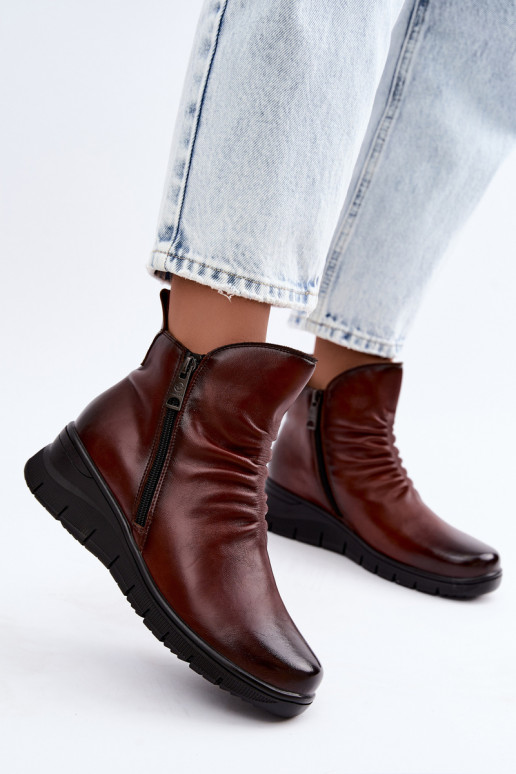 Bottines chaudes avec plateforme et volants Vinceza 133117 marron