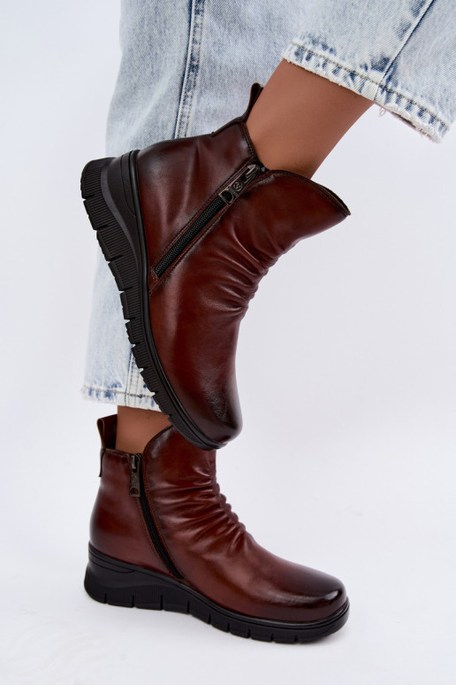 Bottines chaudes avec plateforme et volants Vinceza 133117 marron
