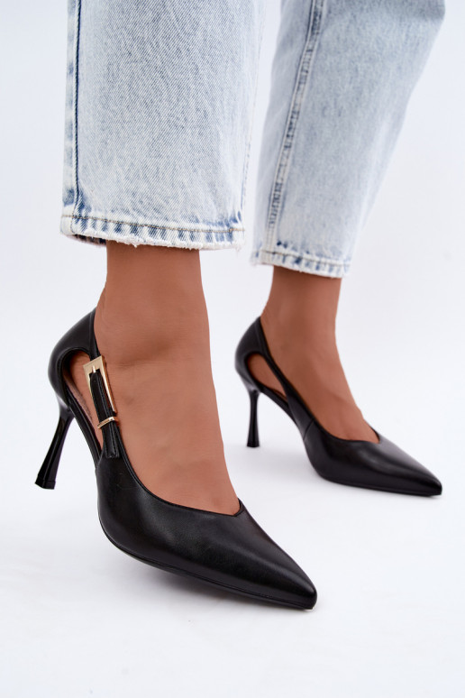 Escarpins avec découpes et boucles dorées Vinceza 62288 noires