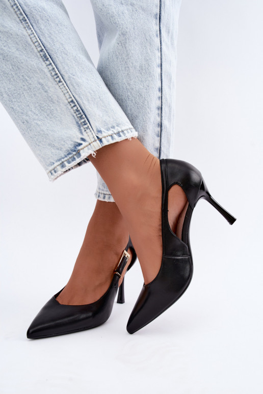 Escarpins avec découpes et boucles dorées Vinceza 62288 noires
