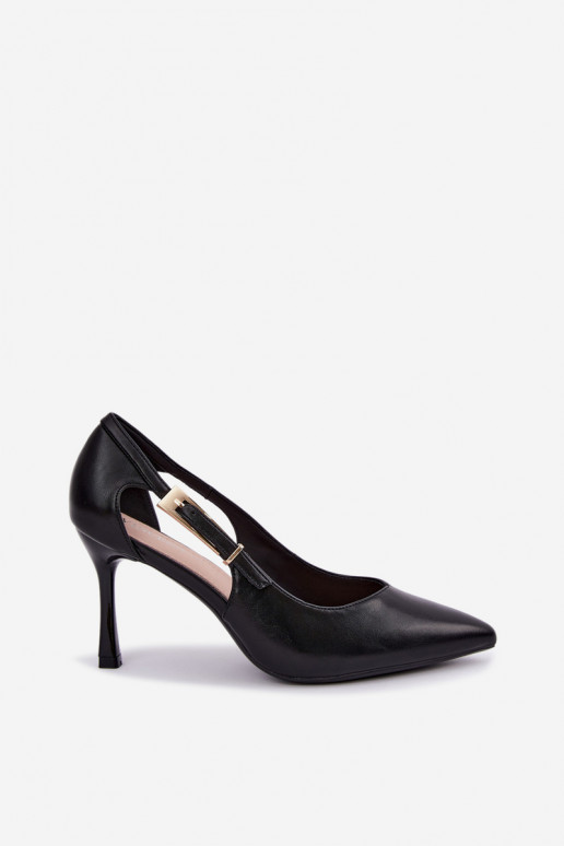 Escarpins avec découpes et boucles dorées Vinceza 62288 noires