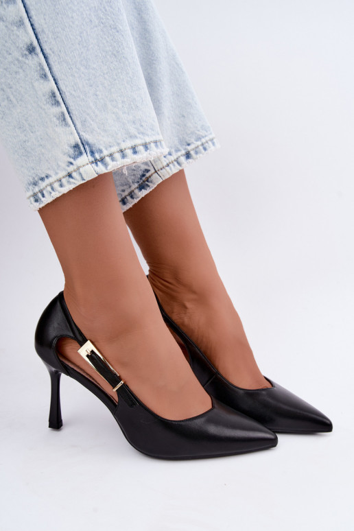 Escarpins avec découpes et boucles dorées Vinceza 62288 noires