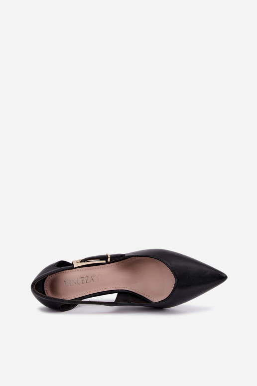 Escarpins avec découpes et boucles dorées Vinceza 62288 noires