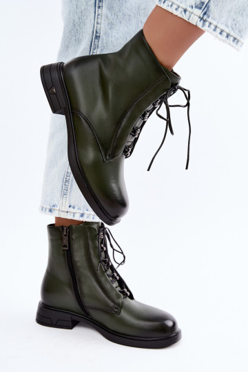 Bottines chaudes en cuir naturel Vinceza 133113 kaki