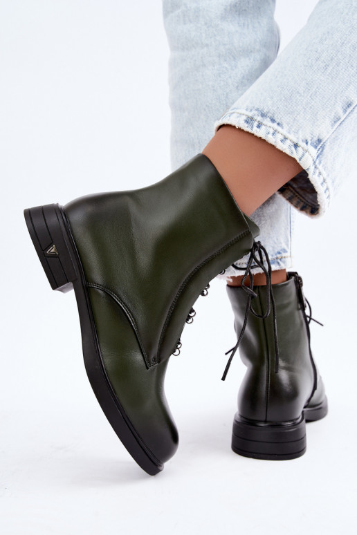 Bottines chaudes en cuir naturel Vinceza 133113 kaki