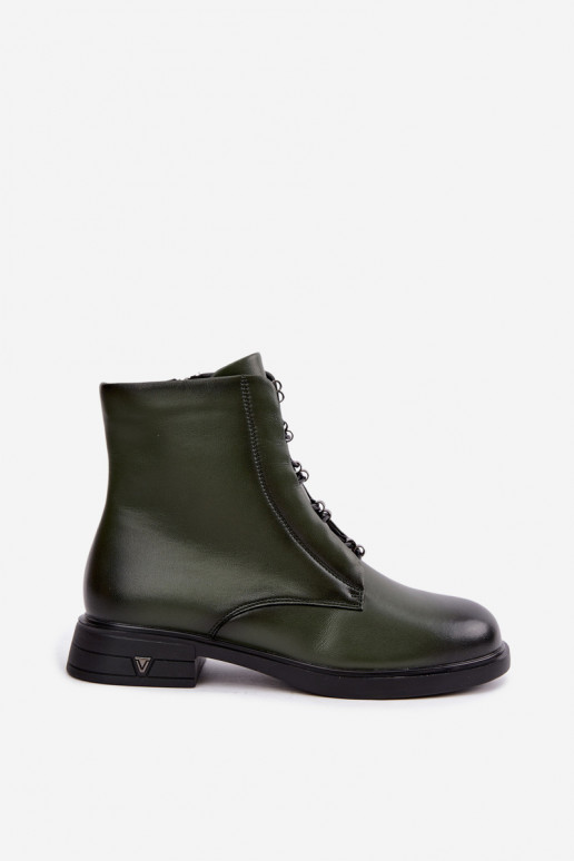 Bottines chaudes en cuir naturel Vinceza 133113 kaki