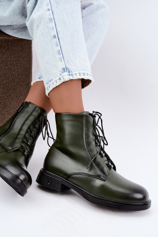 Bottines chaudes en cuir naturel Vinceza 133113 kaki