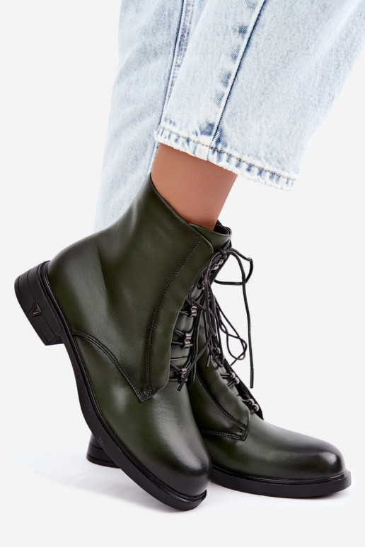 Bottines chaudes en cuir naturel Vinceza 133113 kaki