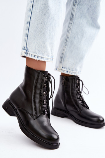 Bottines chaudes en cuir naturel Vinceza 133113 noires