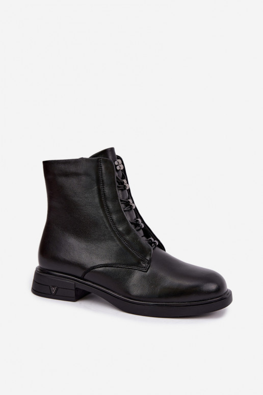 Bottines chaudes en cuir naturel Vinceza 133113 noires