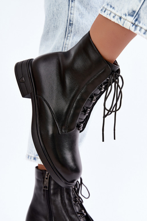 Bottines chaudes en cuir naturel Vinceza 133113 noires