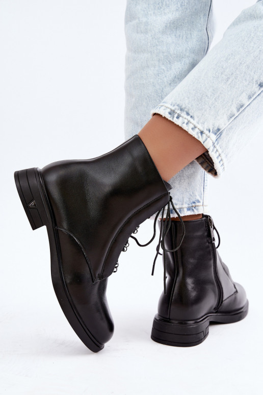 Bottines chaudes en cuir naturel Vinceza 133113 noires