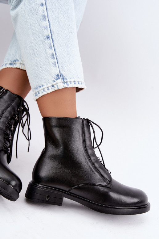 Bottines chaudes en cuir naturel Vinceza 133113 noires