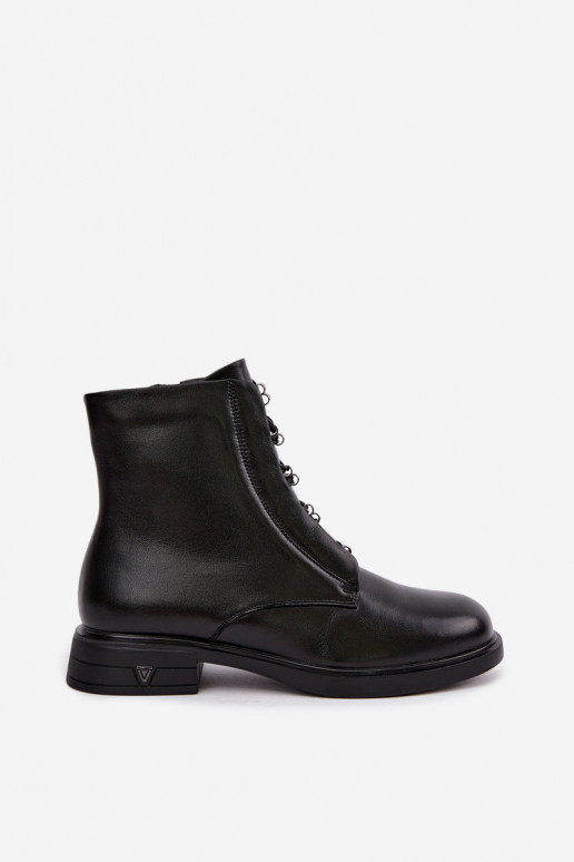 Bottines chaudes en cuir naturel Vinceza 133113 noires