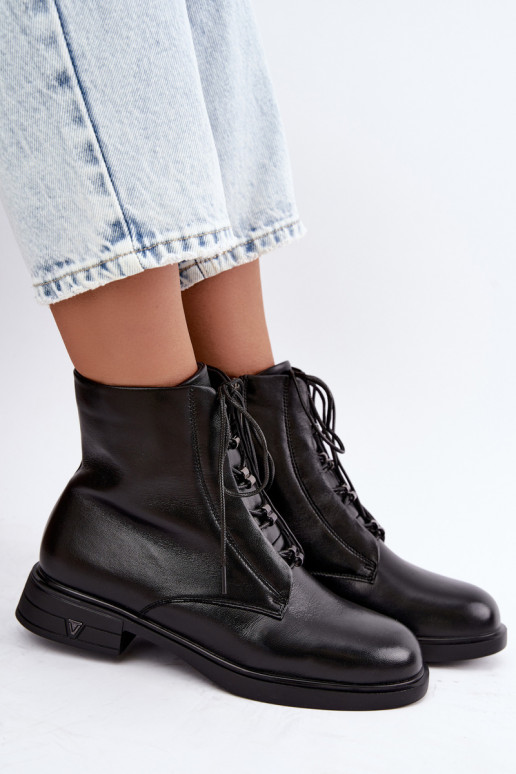 Bottines chaudes en cuir naturel Vinceza 133113 noires
