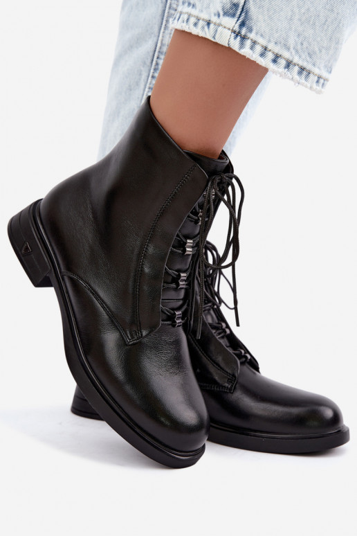 Bottines chaudes en cuir naturel Vinceza 133113 noires