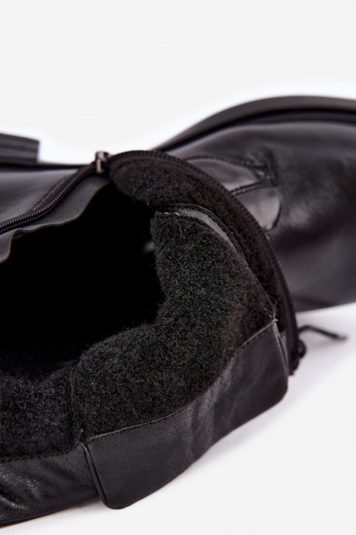 Bottines chaudes en cuir naturel Vinceza 133113 noires