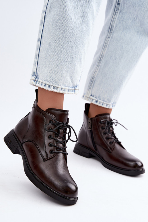 Bottines chaudes pour femmes à petit talon Vinceza 39953 chocolat