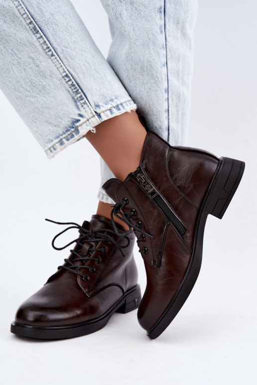 Bottines chaudes pour femmes à petit talon Vinceza 39953 chocolat