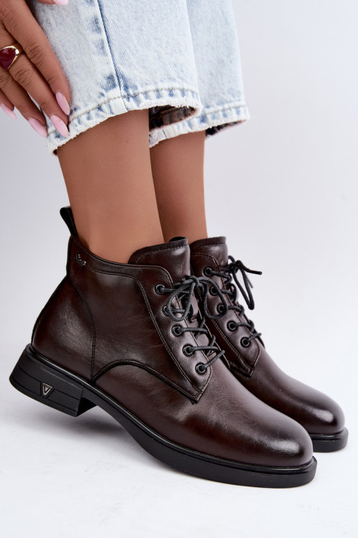 Bottines chaudes pour femmes à petit talon Vinceza 39953 chocolat