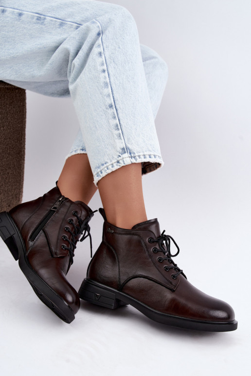 Bottines chaudes pour femmes à petit talon Vinceza 39953 chocolat