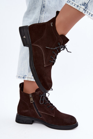 Chaussures en daim chaudes à petit talon Vinceza 39953 chocolat