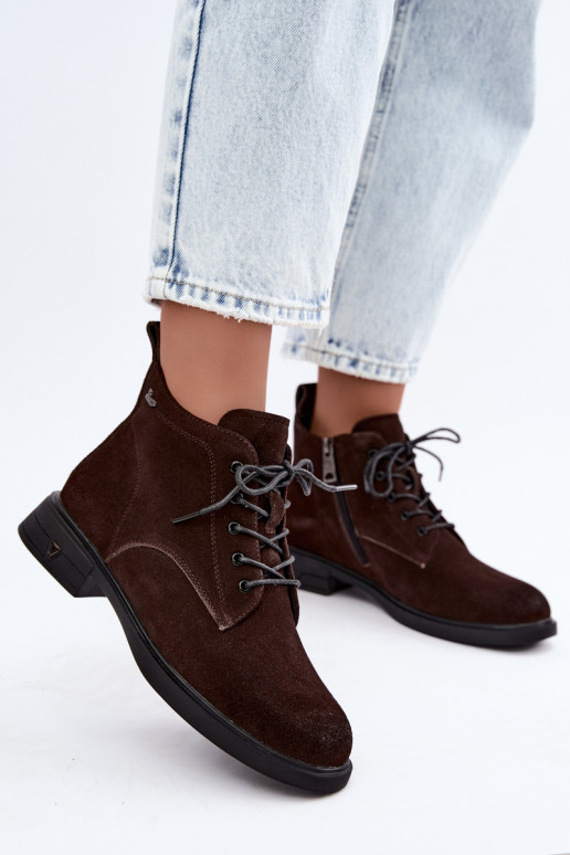 Chaussures en daim chaudes à petit talon Vinceza 39953 chocolat