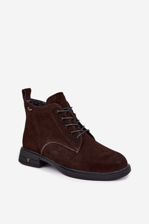 Chaussures en daim chaudes à petit talon Vinceza 39953 chocolat