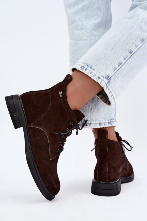Chaussures en daim chaudes à petit talon Vinceza 39953 chocolat