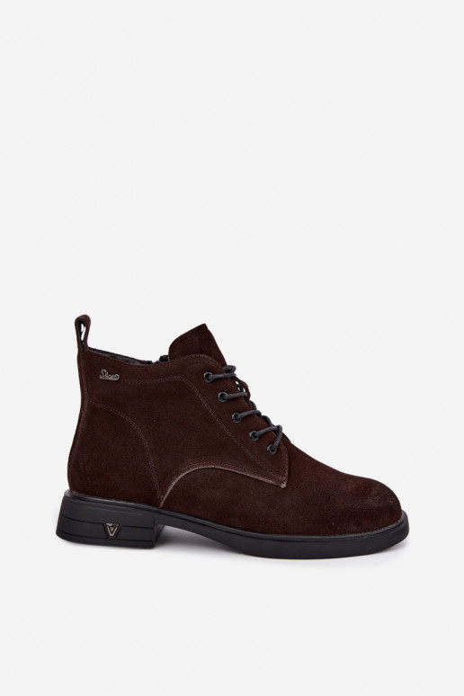 Chaussures en daim chaudes à petit talon Vinceza 39953 chocolat