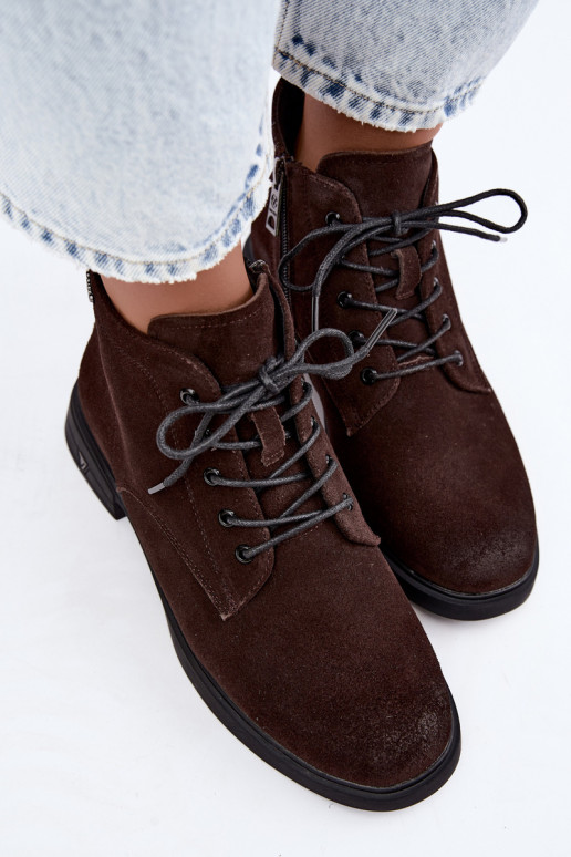 Chaussures en daim chaudes à petit talon Vinceza 39953 chocolat