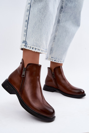 Bottines chaudes pour femmes en cuir naturel Vinceza 133112 marron 2