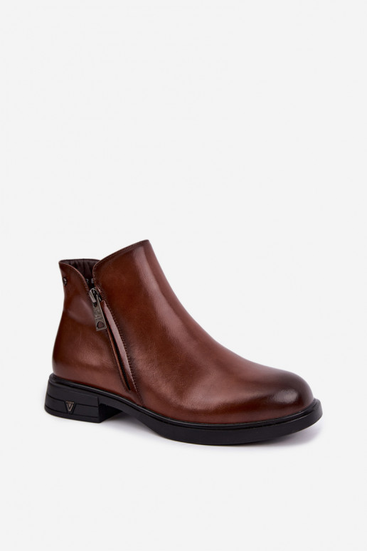 Bottines chaudes pour femmes en cuir naturel Vinceza 133112 marron