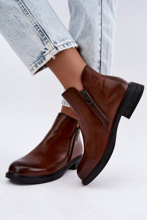 Bottines chaudes pour femmes en cuir naturel Vinceza 133112 marron
