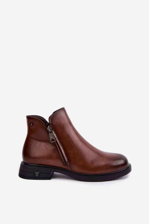 Bottines chaudes pour femmes en cuir naturel Vinceza 133112 marron