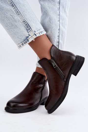 Bottines chaudes pour femmes en cuir naturel Vinceza 133112 chocolat 2