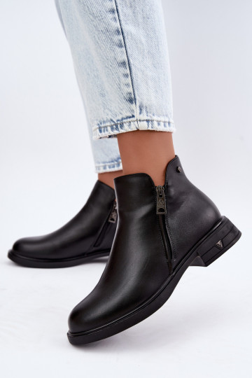 Bottines chaudes pour femmes en cuir naturel Vinceza 133112 noires