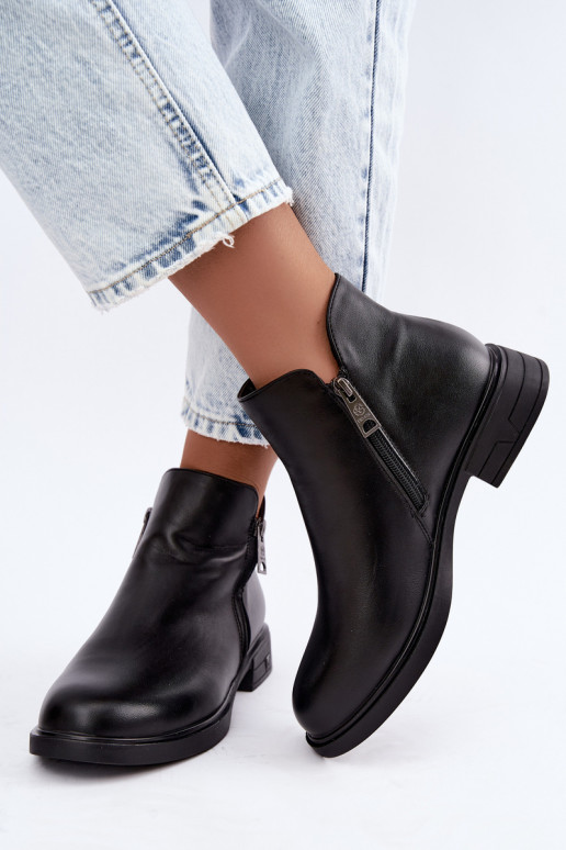 Bottines chaudes pour femmes en cuir naturel Vinceza 133112 noires