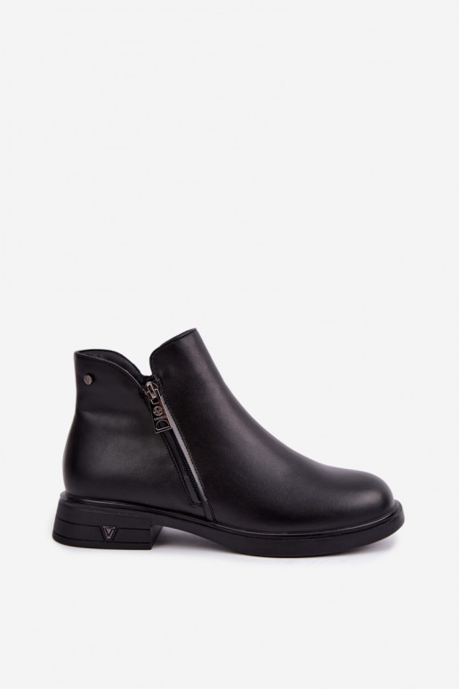 Bottines chaudes pour femmes en cuir naturel Vinceza 133112 noires