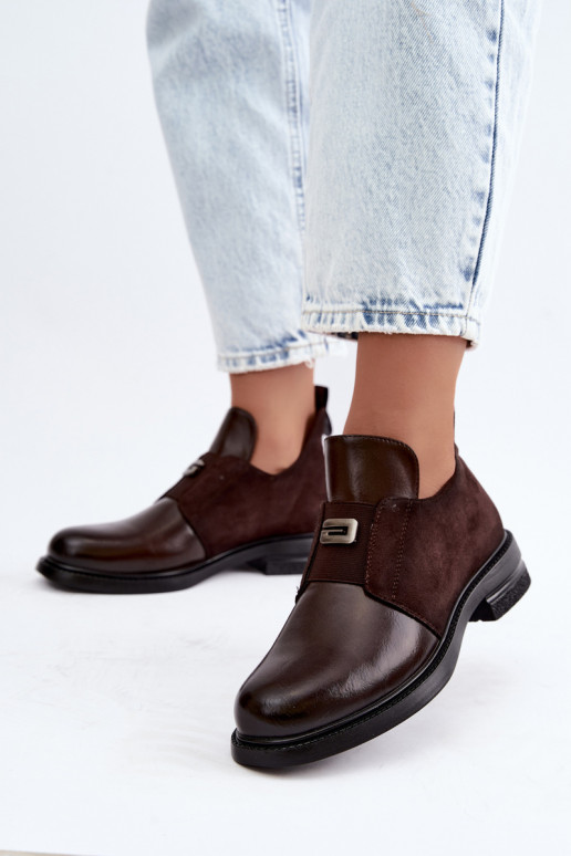 Bottines pour femmes avec talons larges et design à enfiler Vinceza 58679 chocolat